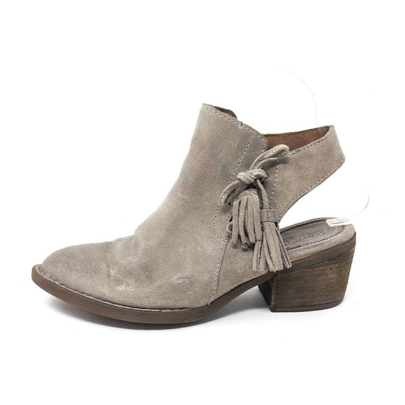 Born Shoes Womens 6.5 Boots Monikah Gray Leather Ankle Zip Booties Boho Western - Picture 1 of 9